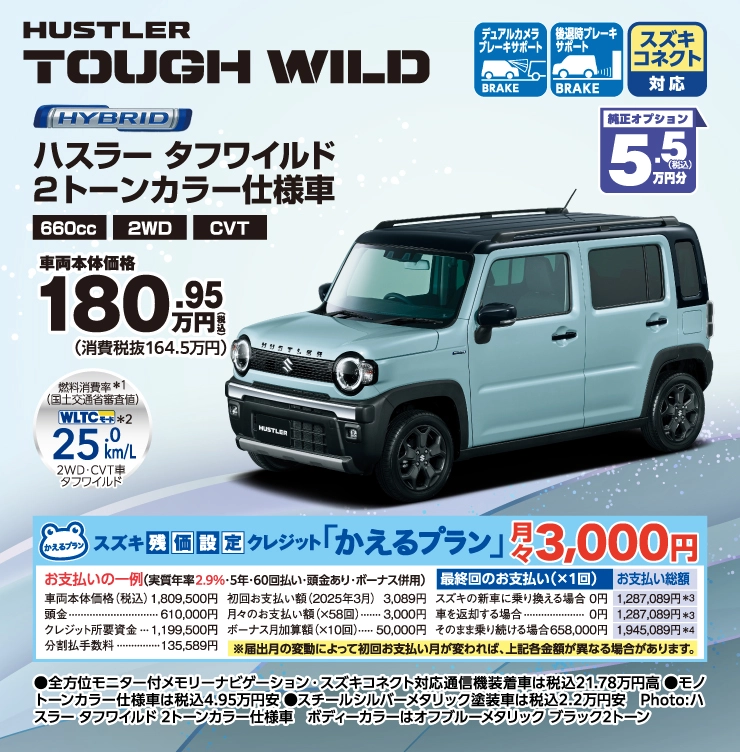 5.5万円分オプションプレゼント「ハスラー タフワイルド」